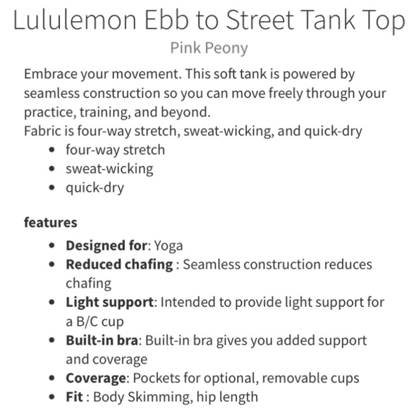 LULULEMON Ebb to Street Tank II in Pink Peony Pale Pink Size 12 - Picture 11 of 11